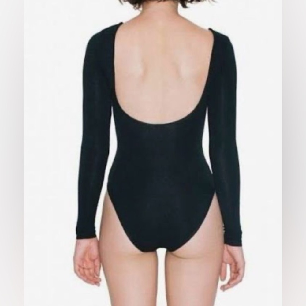 American Apparel Long Sleeve Cotton Backless Leotard-Size L